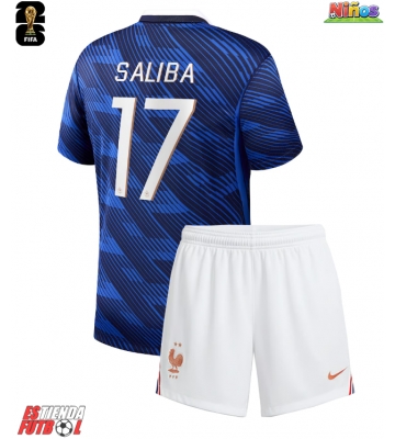 Francia William Saliba #17 Primera Equipación Niños Mundial 2026 Manga Corta (+ Pantalones cortos)